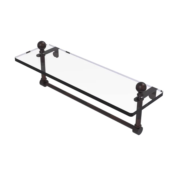 Allied Brass Mambo Glass Vanity Shelf with Integrated Towel Bar - Matte White - 22 inch