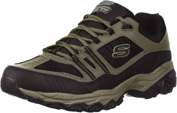 Skechers Men's After Burn Memory Fit Strike Off Sneaker, Pebble/Black