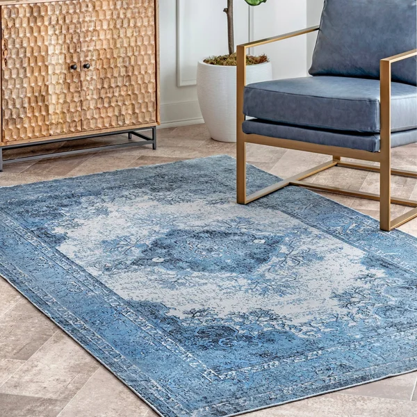 nuLOOM Faded Vintage Medallion Area Rug - 6& 7x22 x 9& - Dark Gray