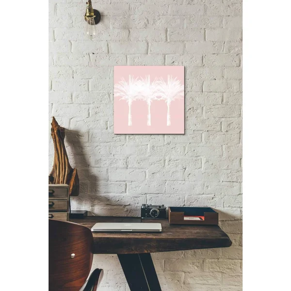 Epic Graffiti 'White and Pink Palm Trees' by Linda Woods, Canvas Wall Art, 18 inchx18 inch, Size: 18 x 18
