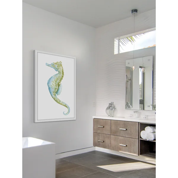 Marmont Hill Watercolor Seahorse II Framed Painting Print, White