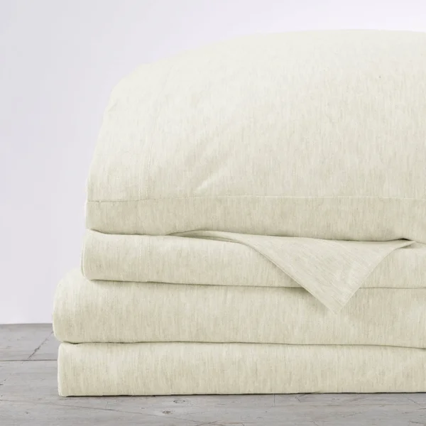 Great Bay Home Tech Knit Jersey Sheet Set Twin Ivory