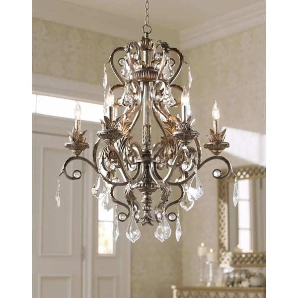 Kathy Ireland 30x22 Wide Metallic Silver Chandelier