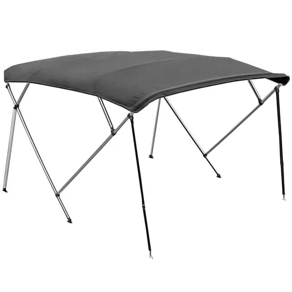North East Harbor 4-Bow Bimini Top - 8ft Length x 54x22 Height in Gray with Rear Support Poles and Zippered Boot Fits 54x22 to 9