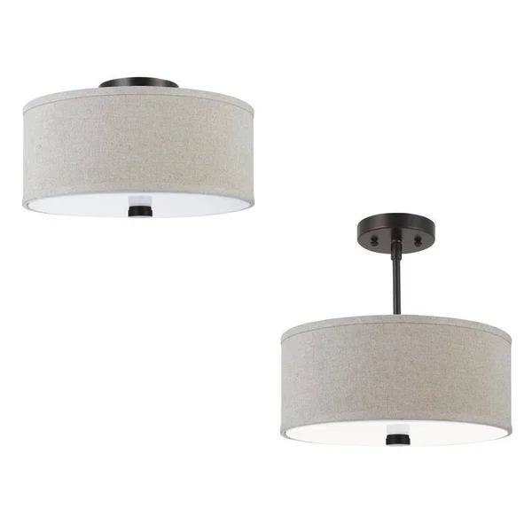 Sea Gull Lighting Dayna 2-Light Semi Flush Convertible Brushed Nickel