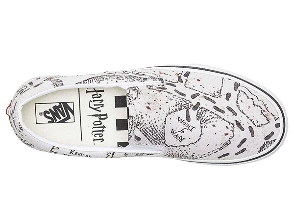 Vans x Harry Potter Marauders Map Classic Slip-On Shoes - White Combo - 8.5