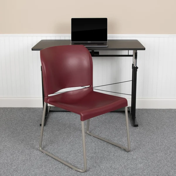 Lancaster Home 5 Pack 880 lb. Capacity Full Back Contoured Sled Base Stack Chair - Size: Orange