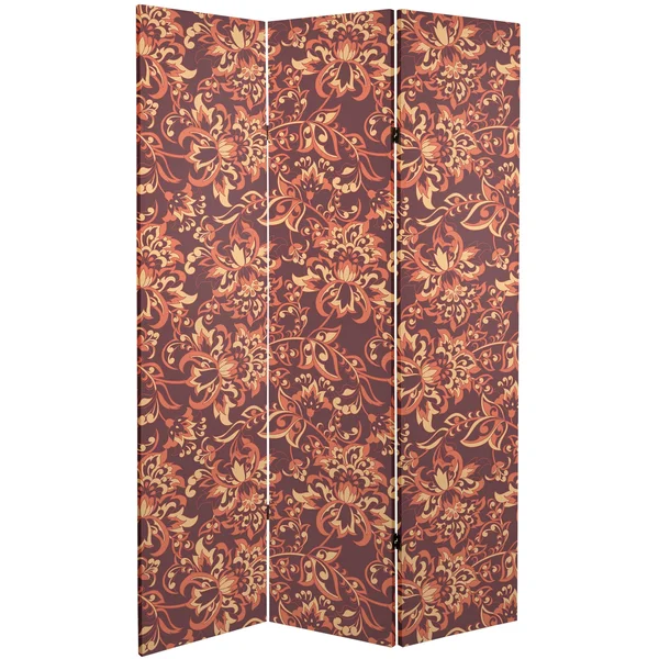 Oriental Furniture 6 ft. Tall Double Sided Floral Wallpaper Canvas Room Divider