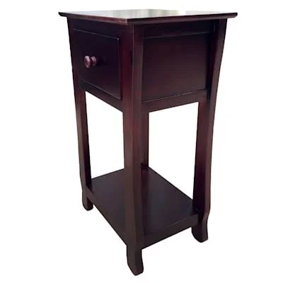 at Home One Drawer Thick Leg Table Brown - 15.7x22L x 26.3x22H x 11.8x22W