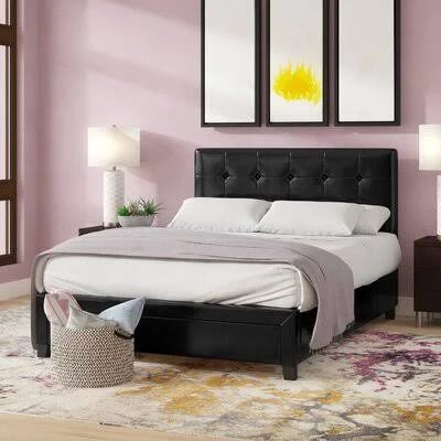Brayden Studio Laidley Upholstered Storage Platform Bed, Size: Queen, Black