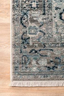 nuLOOM Vintage Harriet Medallion Fringe Rug KHTR15A Dark Blue Rug 5& x 7&