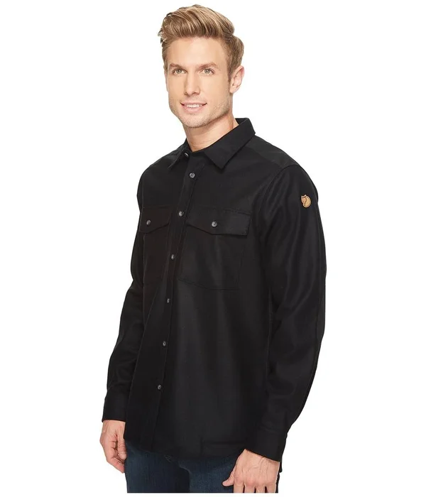 Fjallraven - Men's Ovik Re-Wool Long Sleeve Shirt - Black, S