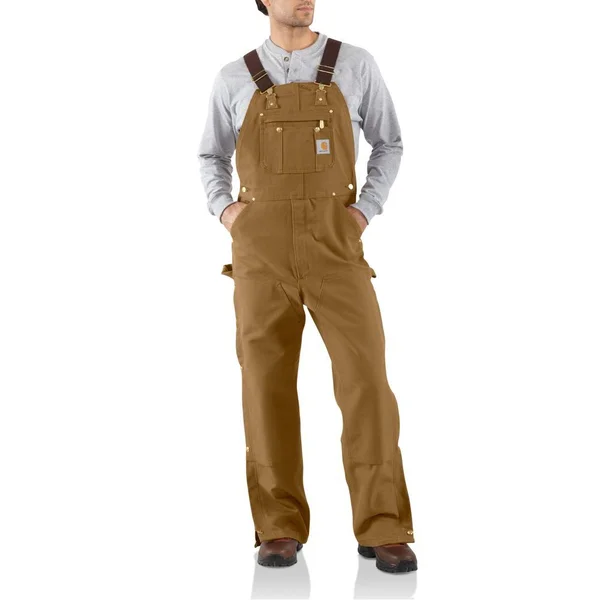 Carhartt Men's Duck Zip-to-Thigh Unlined Bib Overalls - Black