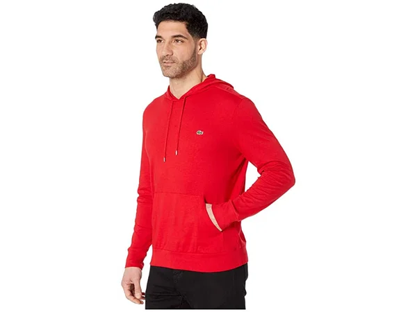 Lacoste Men Long Sleeve Jersey Hoodie T-Shirt L Red