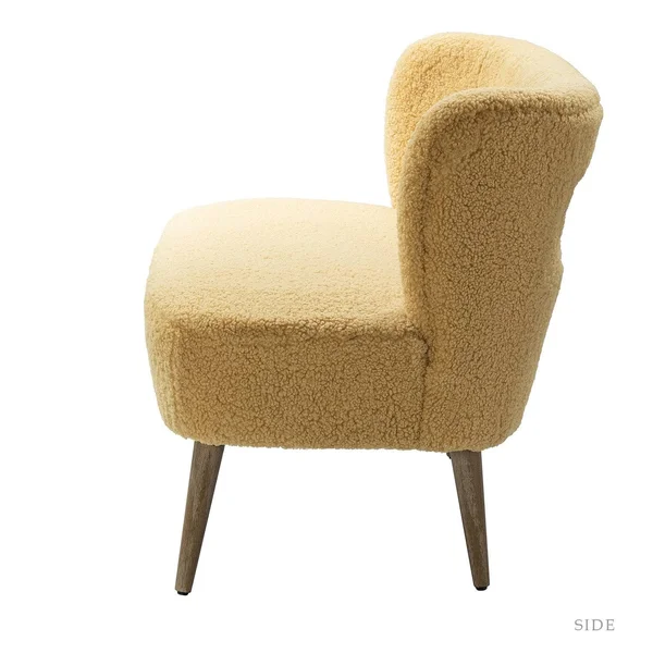 Kanesh Lambskin Sherpa Upholstery Loveseat with Wooden Base - Pink