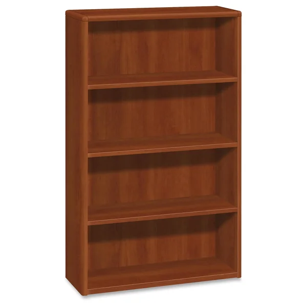 HON 10700 Series Wood Bookcase Four Shelf 36W x 13 1/8d x 57 1/8H Cognac