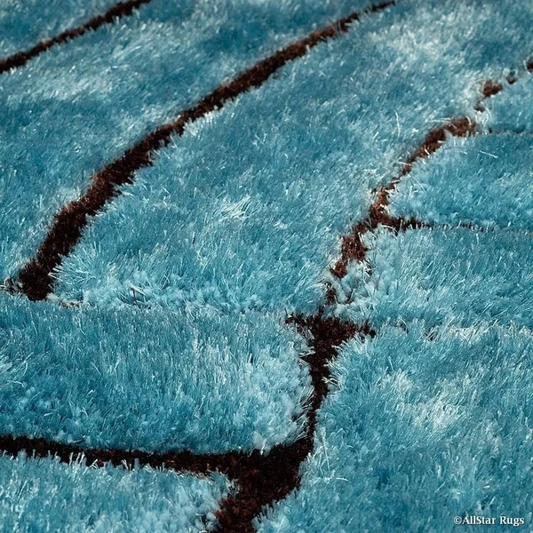Allstar Sky Blue Modern 3D Formal Thick Striped Rug - 5& x 7&