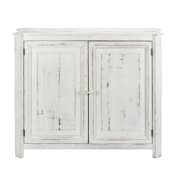 Luxury Living Loft 2-Door Credenza in White Distressed, ShopLadder
