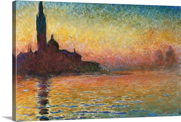 San Giorgio Maggiore at Twilight by Claude Monet - Large Solid-Faced Canvas Wall Art Print, Great Big Canvas