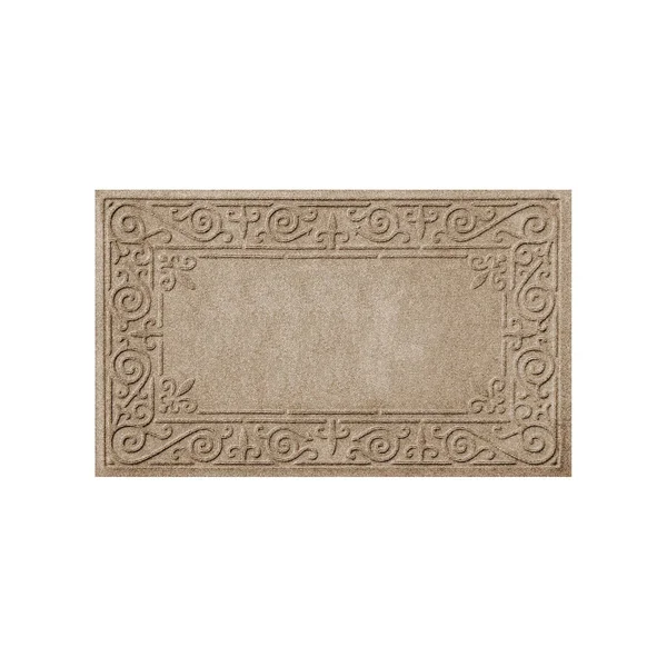 WaterGuard Iron Fleur Indoor Outdoor Mat, Beig/Green, 2x3 ft