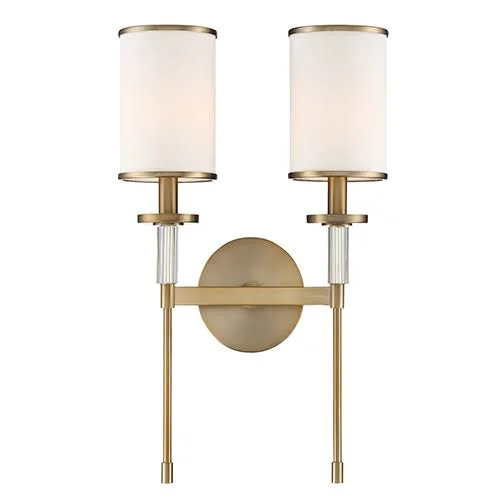 Mill & Mason Stafford Two-Light Wall Sconce in Aged Brass - Transitional, Bellacor 2169503