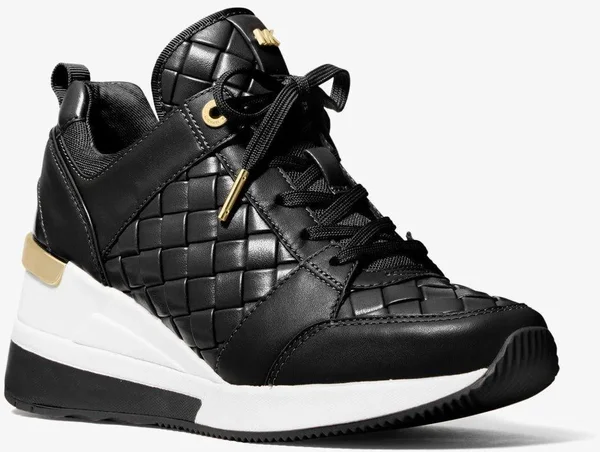 Michael Kors Georgie Woven Leather Trainer - Black - Low-top Sneakers