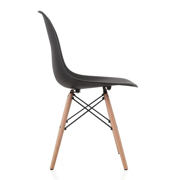 Overstock CozyBlock Set of 2 Molded Black Plastic Dining Shell Chair with Beech Wood Eiffel Legs