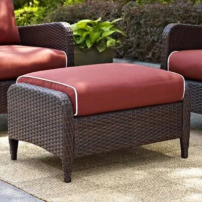Mosca Ottoman with Cushion World Menagerie Cushion Color: Sangria