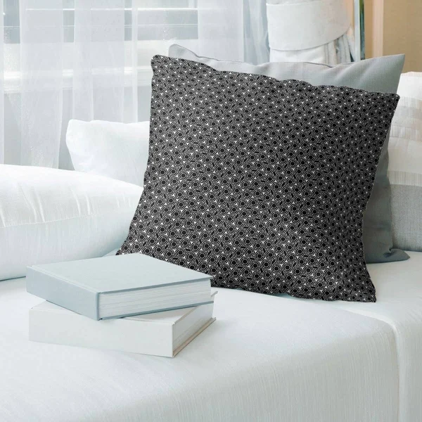 Warm Classic Hexagonal Lattice Throw Pillow - 20 x 20 - Black - Linen