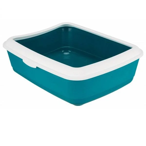 Trixie Classic Litter Tray with Rim for Cats (Petroleum - White)