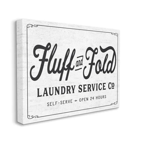 Stupell Industries Fluff and Fold Laundry Room Vintage Country Sign Canvas Wall Art Design by Lettered and Lined - 24 inch x 30 i