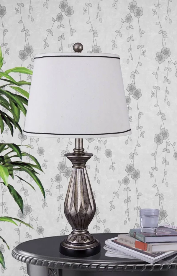 Fangio Lighting 26in. Antique Resin Table Lamp Silver