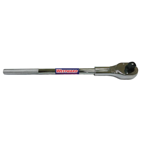 Westward 45J214 Hand Ratchet, 19 1/2 in, Chrome, 3/4 in