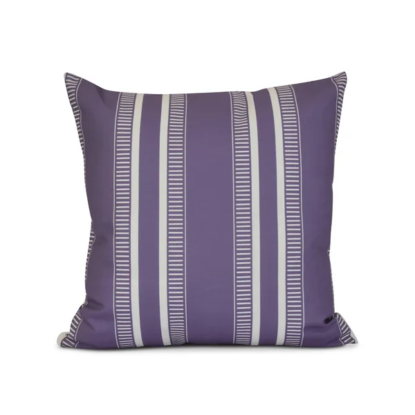 Contemporary Home Living 18” Purple Square Decorative Outdoor Throw Pillow with Dashing Stripe Design - Down Alternative Filler