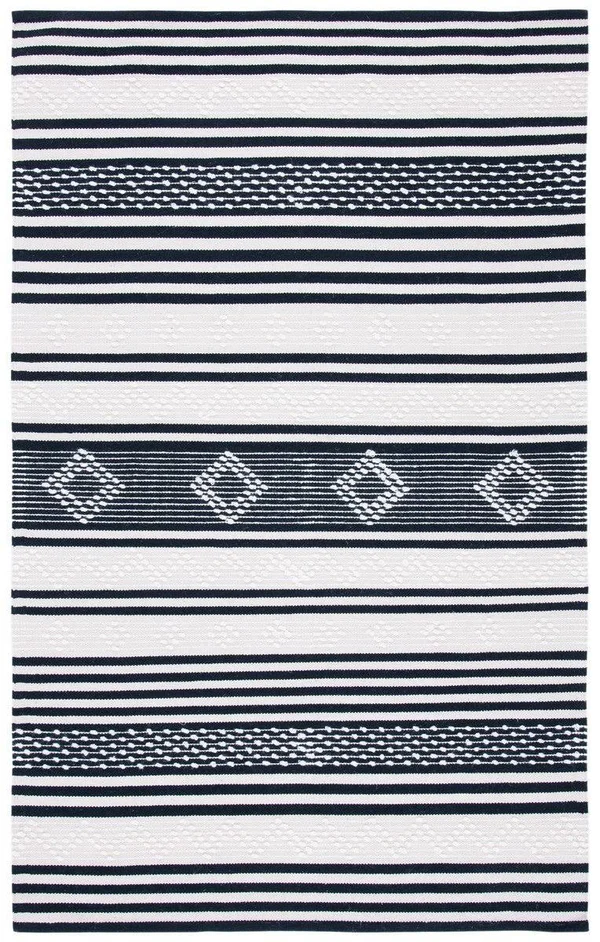 Safavieh Striped Kilim Rug Collection STK511Z - Black - Ivory - 5' x 5' Square