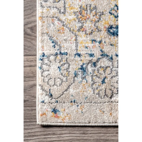 nuLOOM North Transitional Vintage Medallion Area Rug - 6& Square - Blue