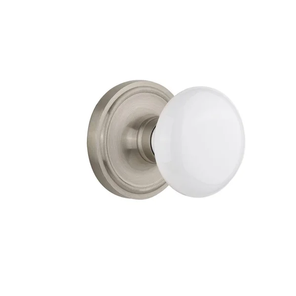 Nostalgic Warehouse Classic Rosette with White Porcelain Door Knob - Double Dummy, Satin Nickel