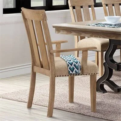 Maragozakis Slat Back Arm Chair in Light Brown Gracie Oaks