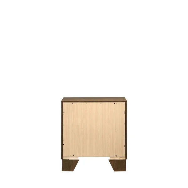 Transitional Miquell Rectangular Wood Nightstand with 2 Drawers, Oak