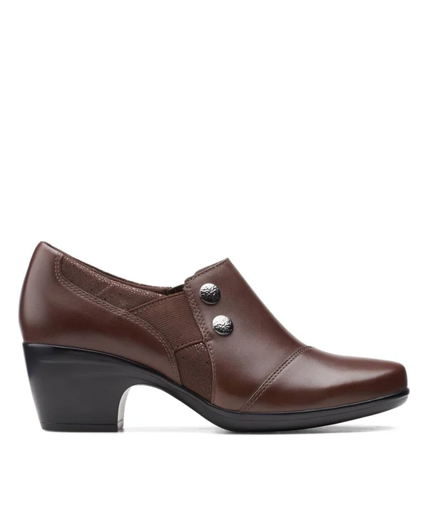 Clarks Emily Beales Women's Shoes Dark Brown Leather/Synthetic : 5 B