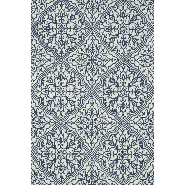 Alexander Home Valentina Hand-Hooked Traditional Botanical Area Rug - Ivory/Blue 3& x 3&