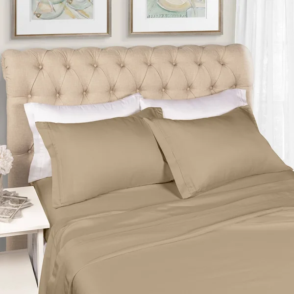 Luxor Treasures Egyptian Cotton Solid Sheet Set, Gold, Queen