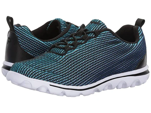 Women's Propet TravelActiv Xpress Walking Shoe - Black/Blue - Size 6.5
