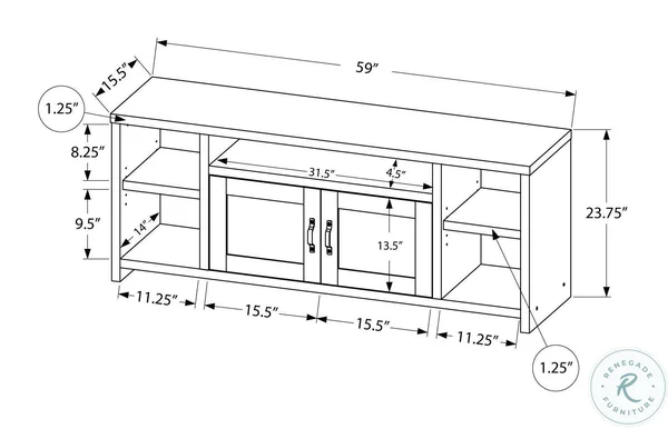 Monarch TV Stand - 60x22L - Brown Reclaimed Wood-Look