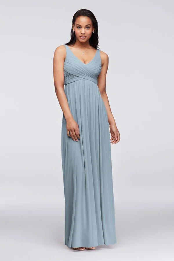 Long Mesh Bridesmaid Dress with Cowl Back Detail - Coral Reef - 4
