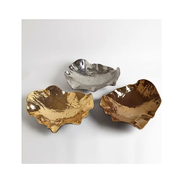 Global Views Wave Platter Crackle - Gold