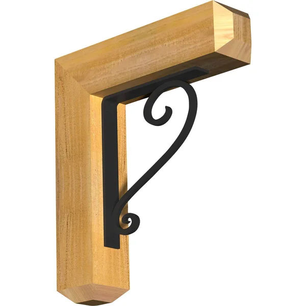 4x22W x 18x22D x 20x22H Edwards Craftsman Ironcrest Rough Sawn BRACKET, Western Red Cedar (1 1/2x22W x 10x22D x 12x22H Iron Brac