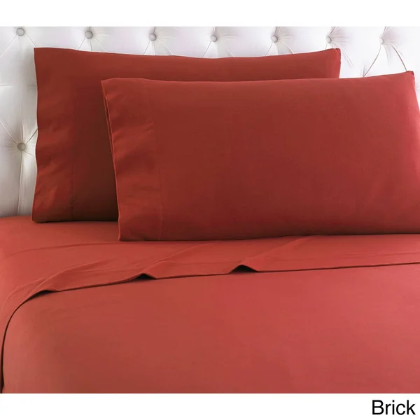 Micro Flannel Sheet Set, Twin, Brick