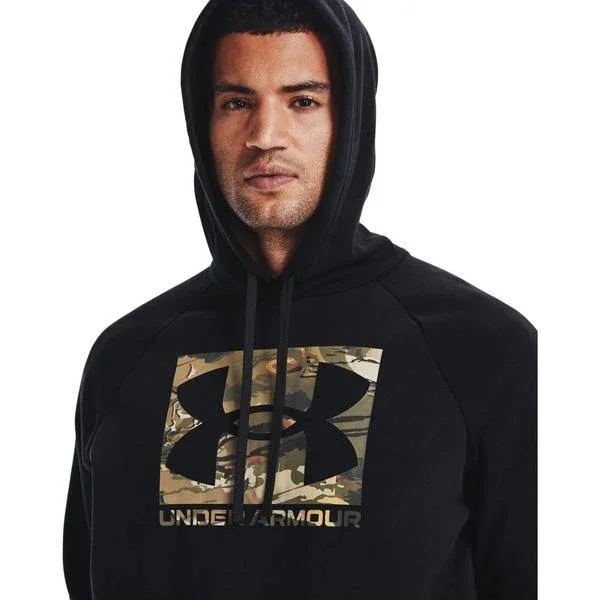 Under Armour Men's Rival Fleece Camo Logo Hoodie - Black, SM