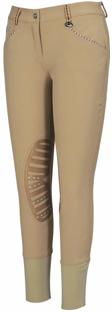 Equine Couture Stars and Stripes Knee Patch Ladies Breeches - Safari